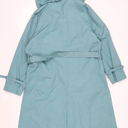 London Fog Women Blue Long Hooded Belted Trench Coat M
