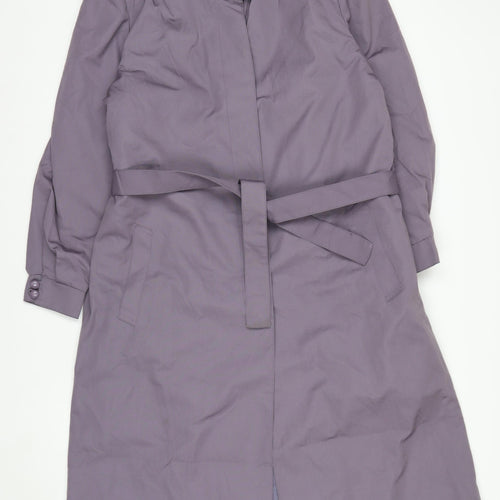 Sophisticate Miss Women’s Purple Belted Trench Coat Size 12 Long Sleeve
