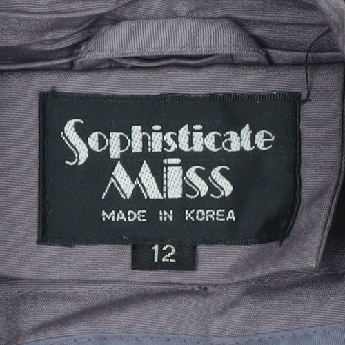 Sophisticate Miss Women’s Purple Belted Trench Coat Size 12 Long Sleeve