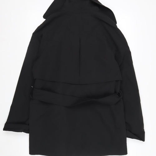 H&M Women Black XS Belted Trench Coat Polyester Classic Style