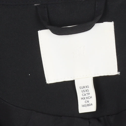 H&M Women Black XS Belted Trench Coat Polyester Classic Style