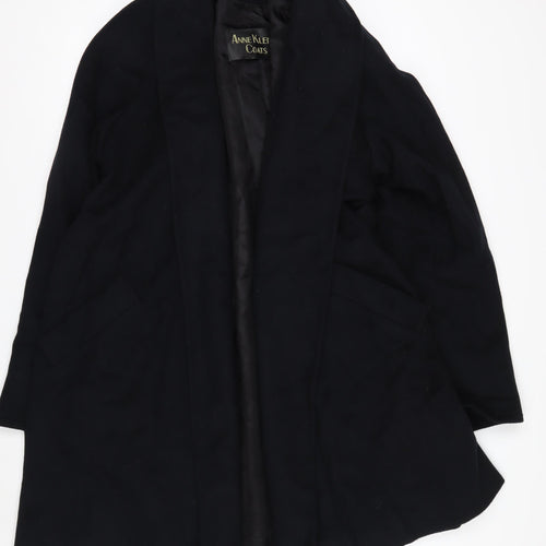 Anne Klein Women’s Black Wool Long Overcoat Size 12 Lined Classic