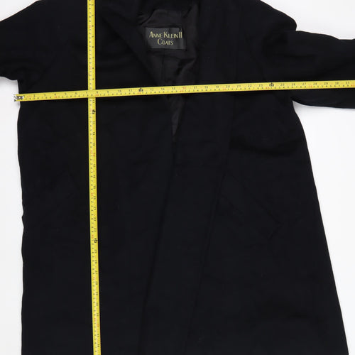 Anne Klein Women’s Black Wool Long Overcoat Size 12 Lined Classic