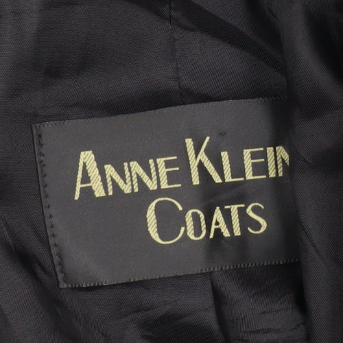 Anne Klein Women’s Black Wool Long Overcoat Size 12 Lined Classic
