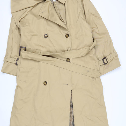 Marks and Spencer Women's Beige Trench Coat Size 12 Petite Cotton Belted