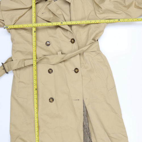 Marks and Spencer Women's Beige Trench Coat Size 12 Petite Cotton Belted