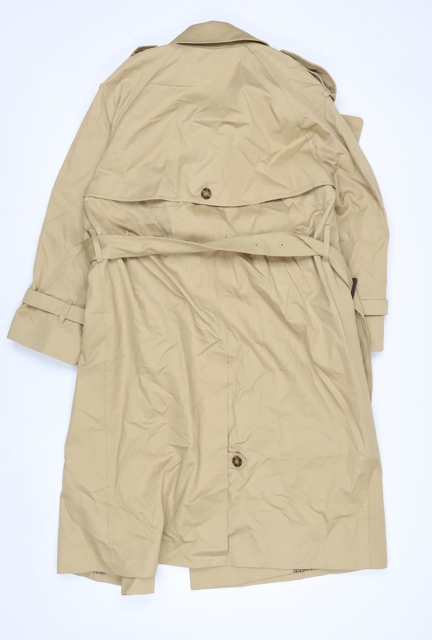 Marks and Spencer Women's Beige Trench Coat Size 12 Petite Cotton Belted