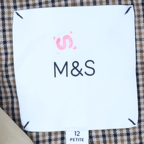 Marks and Spencer Women's Beige Trench Coat Size 12 Petite Cotton Belted