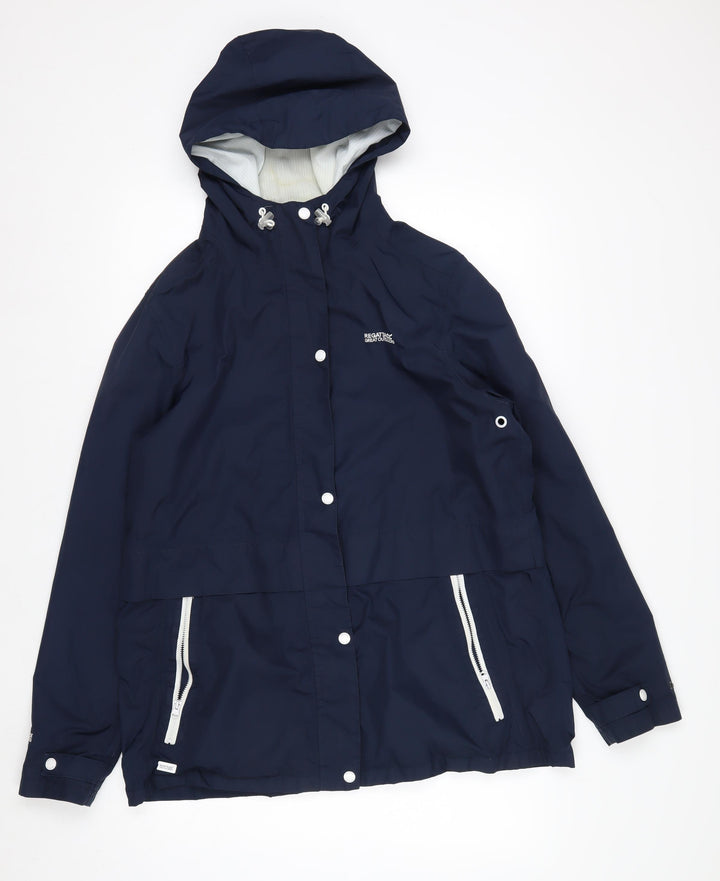 Regatta Women's Blue Waterproof Hooded Rain Jacket Size 16