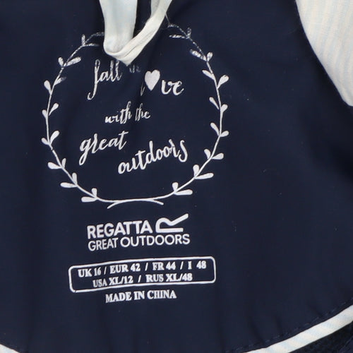 Regatta Women's Blue Waterproof Hooded Rain Jacket Size 16