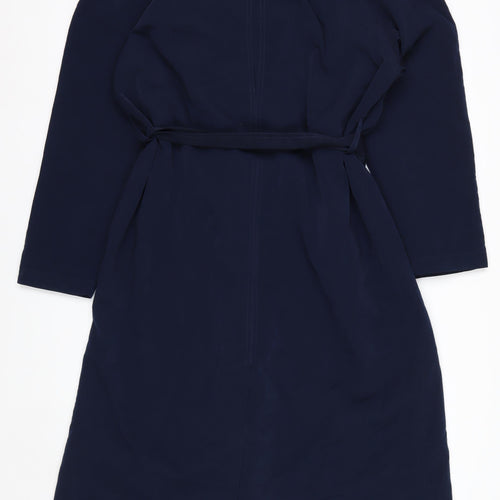 Totes Womens Blue Long Belted Trench Coat Size 10 Waterproof Classic