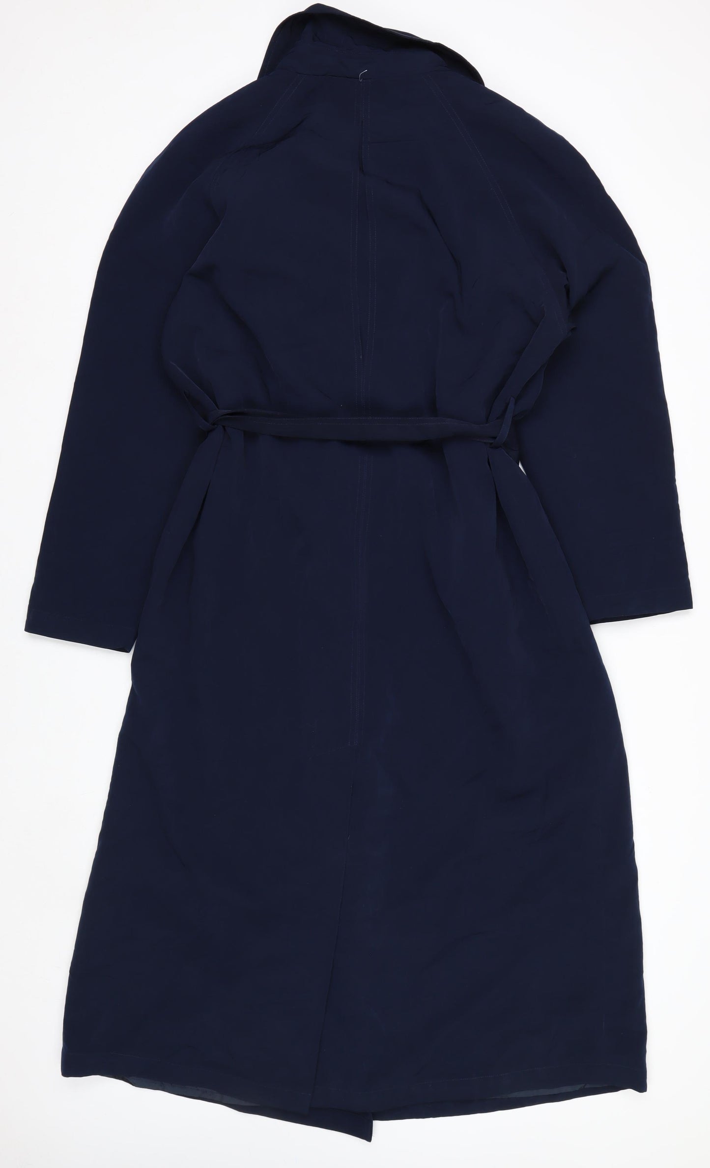 Totes Womens Blue Long Belted Trench Coat Size 10 Waterproof Classic