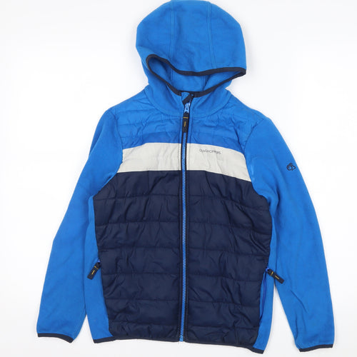 Craghoppers Boys Blue Hooded Puffer Jacket 9-10 Years Fleece Lined Outdoor Coat