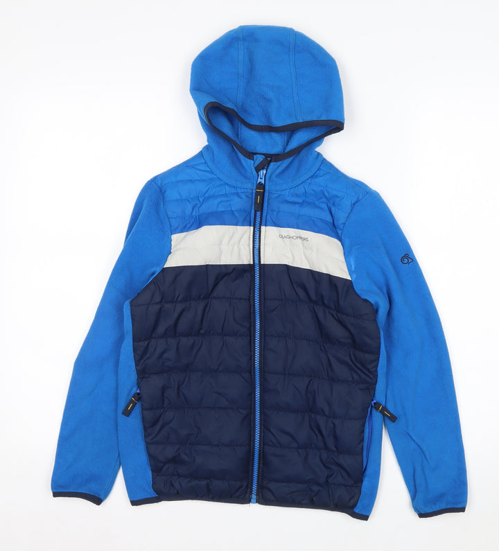 Craghoppers Boys Blue Hooded Puffer Jacket 9-10 Years Fleece Lined Outdoor Coat