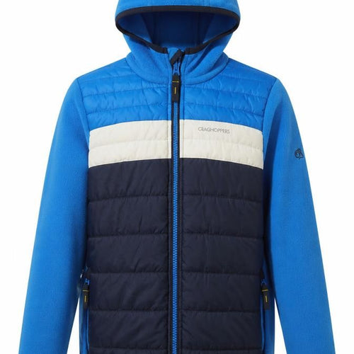 Craghoppers Boys Blue Hooded Puffer Jacket 9-10 Years Fleece Lined Outdoor Coat