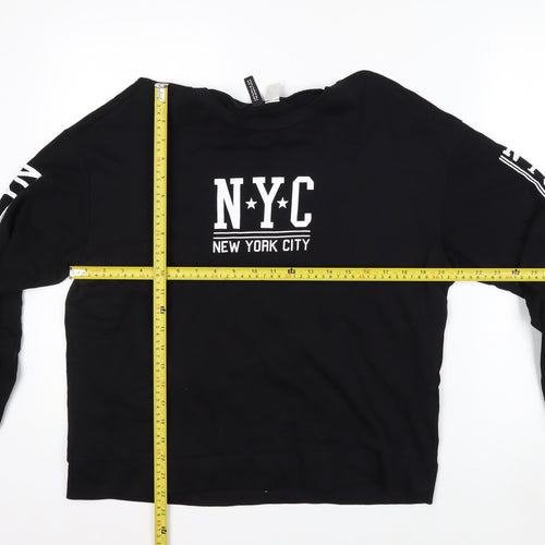 H&M Men’s Black NYC Graphic Long Sleeve Cotton Casual Top M