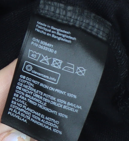 H&M Men’s Black NYC Graphic Long Sleeve Cotton Casual Top M