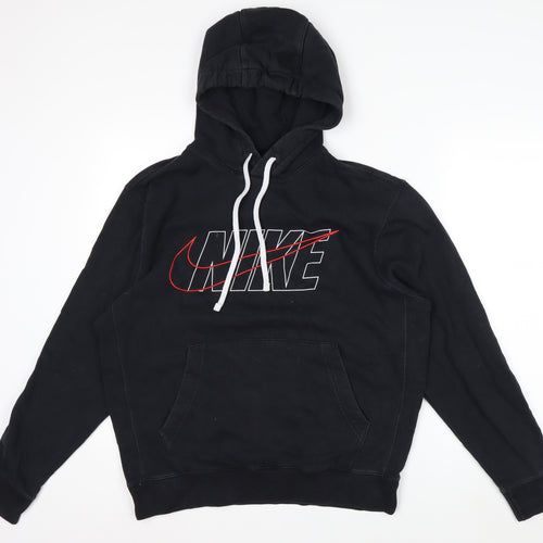 Nike Men's Black Pullover Hoodie M Logo Fleece Sweatshirt