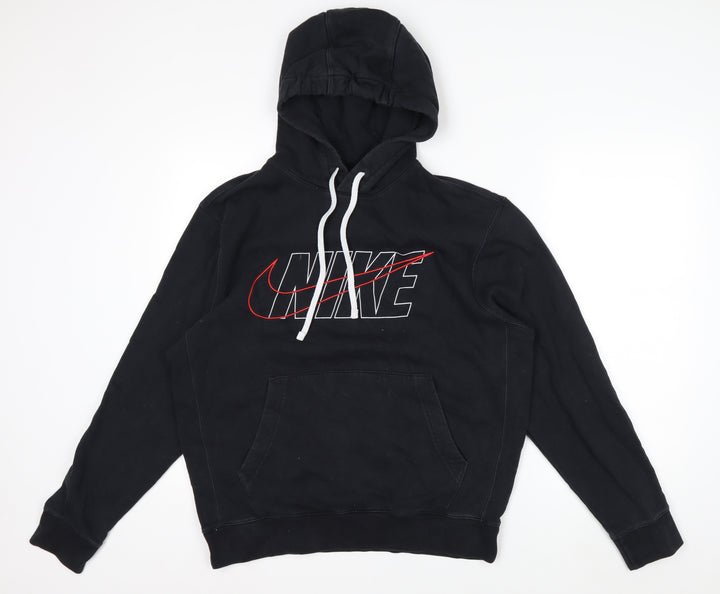 Nike Men's Black Pullover Hoodie M Logo Fleece Sweatshirt