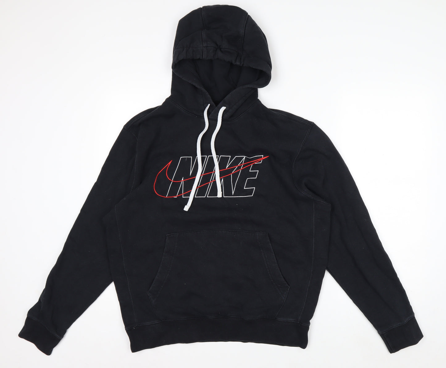 Nike Men's Black Pullover Hoodie M Logo Fleece Sweatshirt