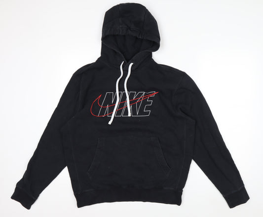 Nike Men's Black Pullover Hoodie M Logo Fleece Sweatshirt
