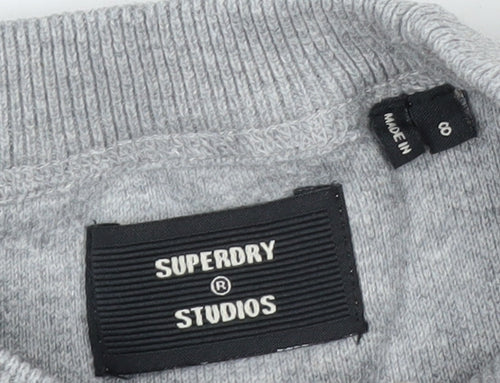 Superdry Studios Womens Grey Pullover Sweatshirt Size 8 Crew Neck