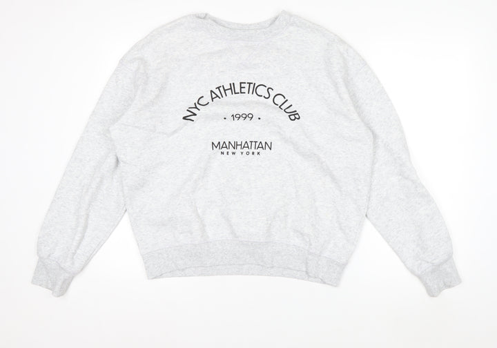 H&M Womens Grey NYC Athletics Club Sweatshirt Size S Cotton Blend