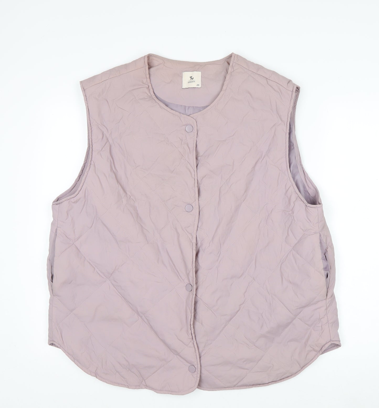 Tu Women Purple Quilted Padded Waistcoat Size 20 Regular Fit