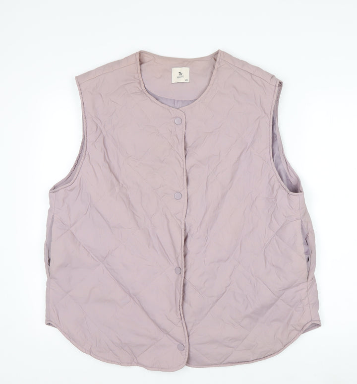Tu Women Purple Quilted Padded Waistcoat Size 20 Regular Fit