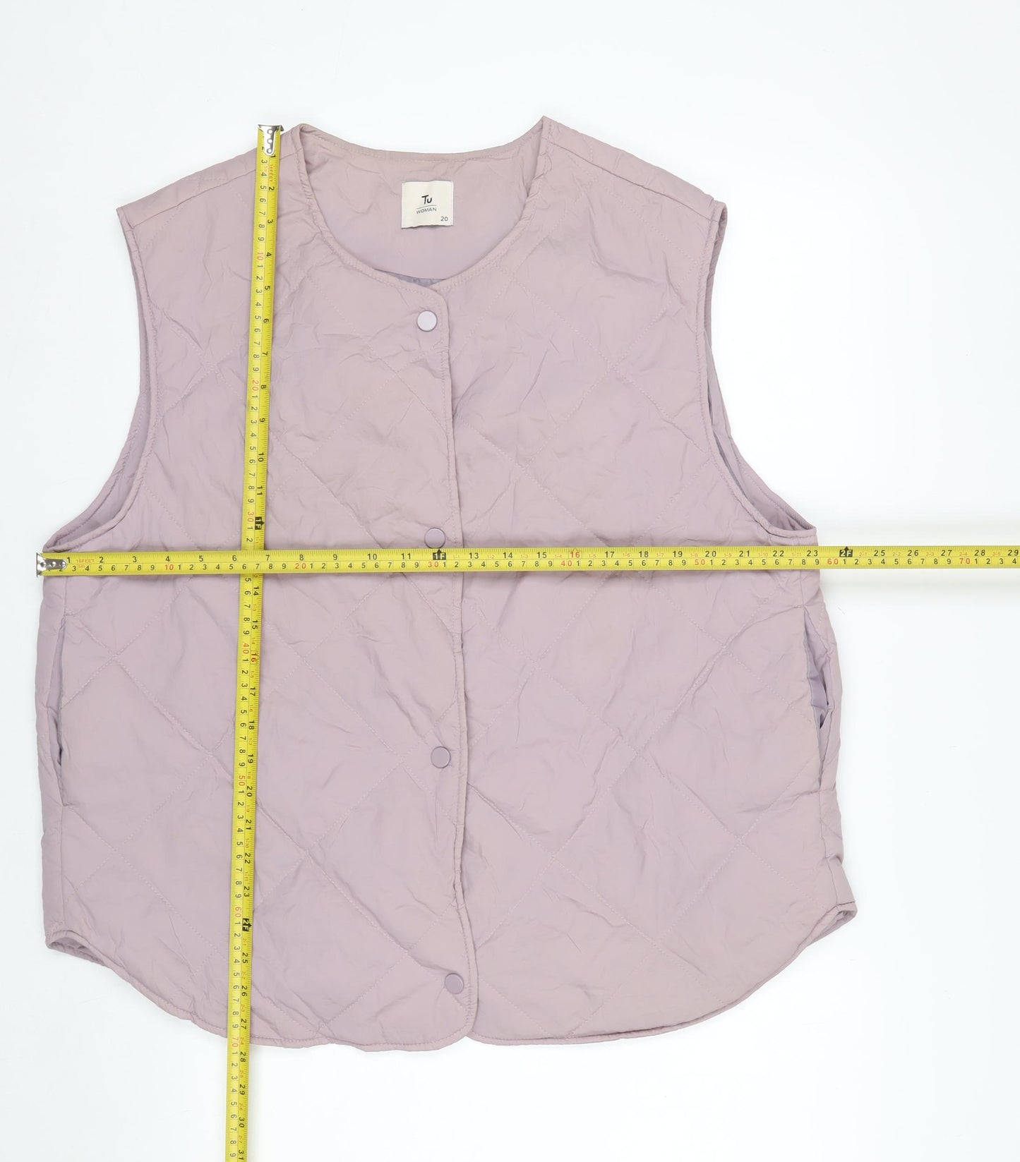 Tu Women Purple Quilted Padded Waistcoat Size 20 Regular Fit