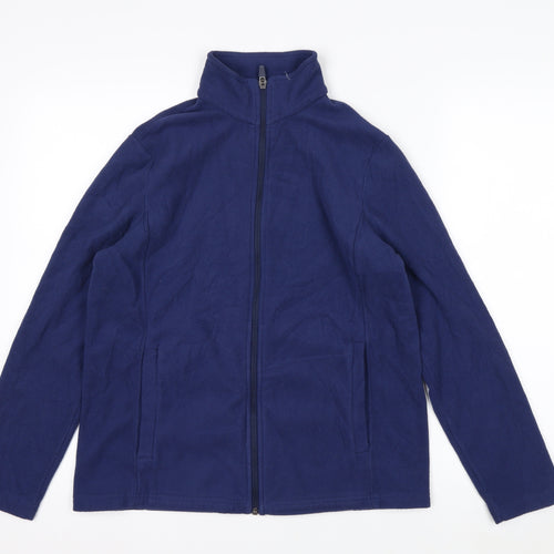 Lands' End Women's Blue Fleece Full Zip Petite Jacket Size S
