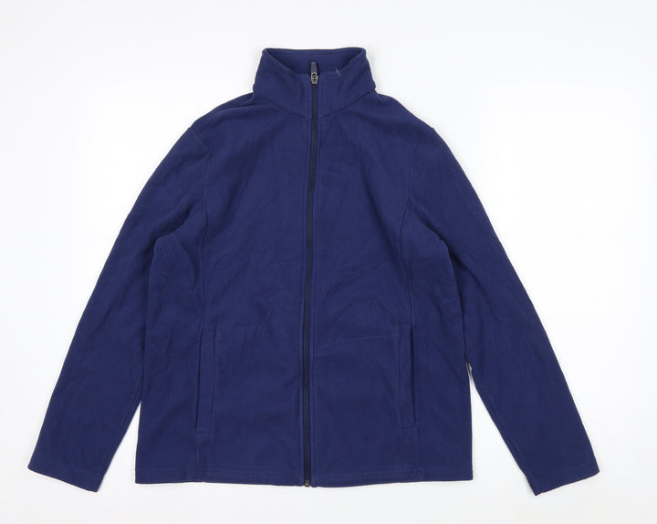 Lands' End Women's Blue Fleece Full Zip Petite Jacket Size S
