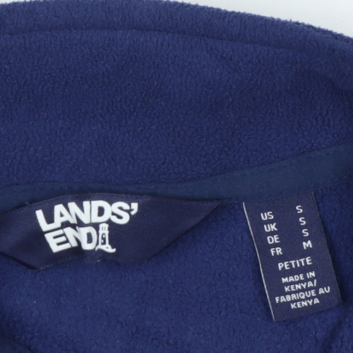 Lands' End Women's Blue Fleece Full Zip Petite Jacket Size S