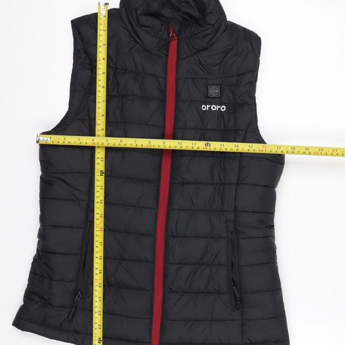 Ororo Women's Black Heated Quilted Waistcoat Bodywarmer Size S