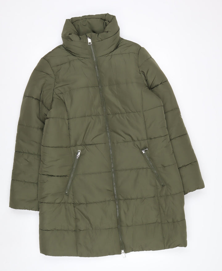 Marks and Spencer Women's Green Long Puffer Coat Size 14