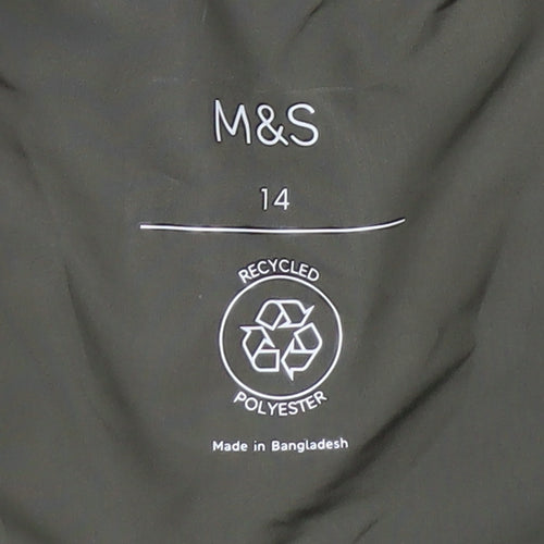 Marks and Spencer Women's Green Long Puffer Coat Size 14