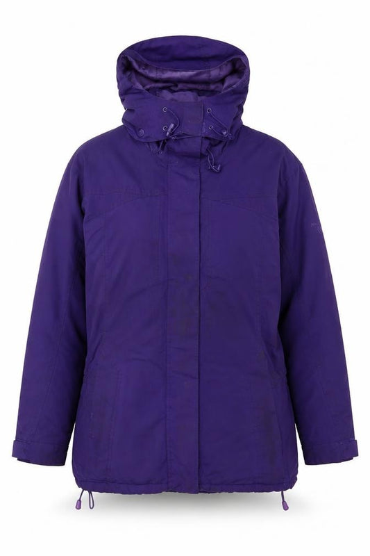 Front view of Arctic Storm women’s purple hooded anorak jacket, size UK 12