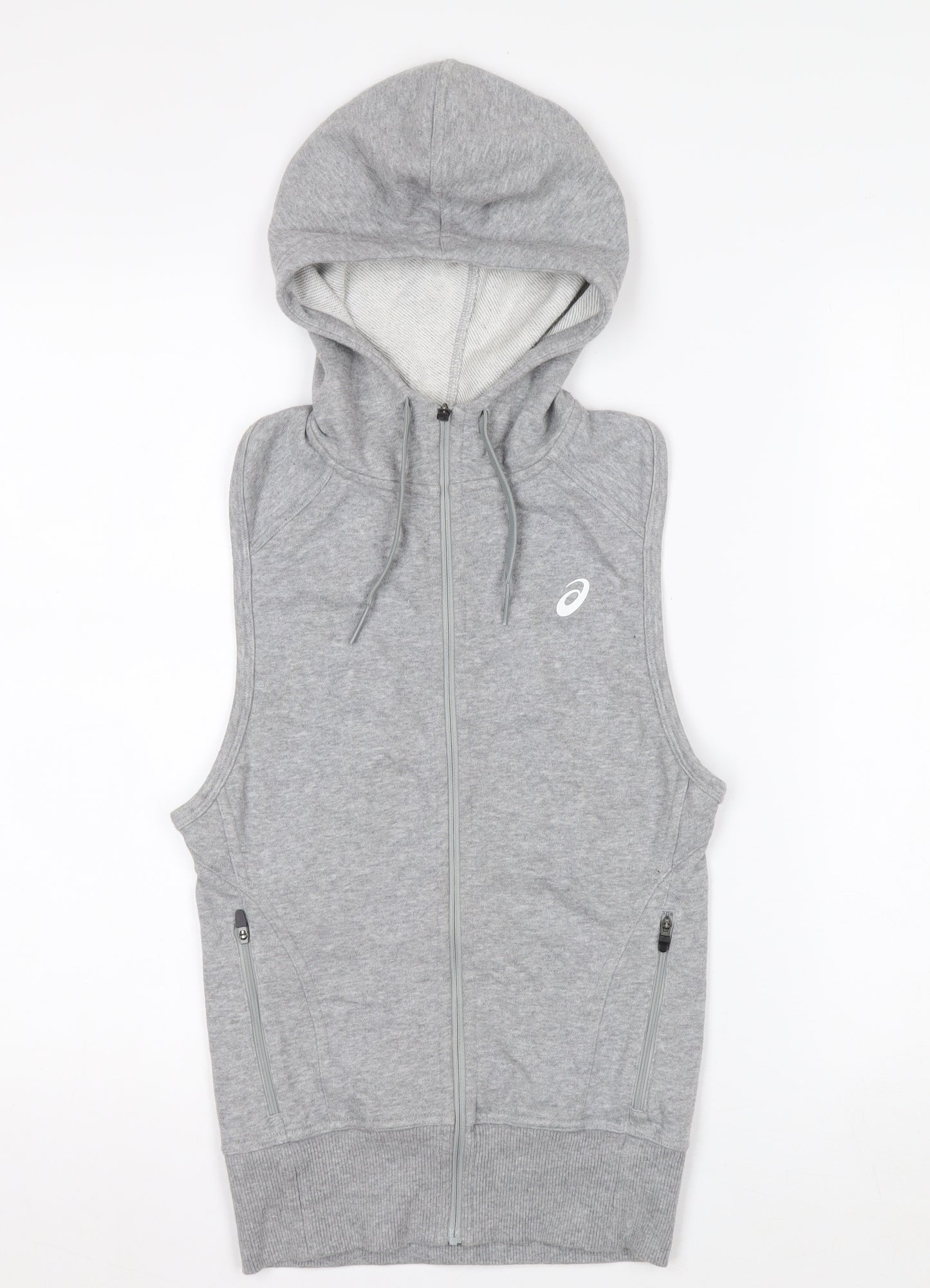 ASICS Women's Grey Full Zip Hoodie Vest XS Lightweight Activewear