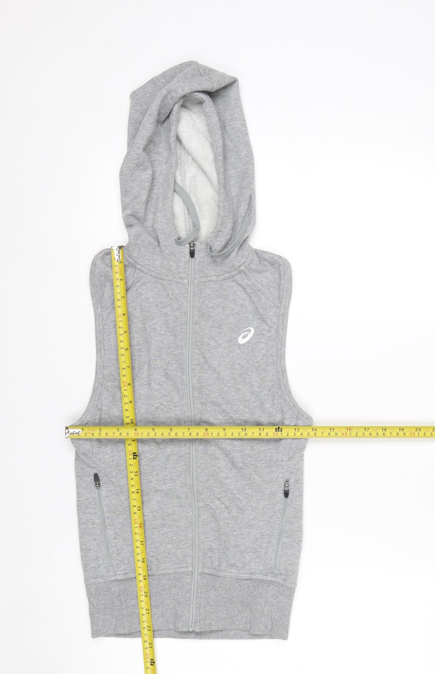 ASICS Women's Grey Full Zip Hoodie Vest XS Lightweight Activewear