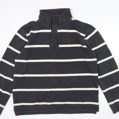 Crew Clothing Co Men’s Blue Striped Henley Sweatshirt Large