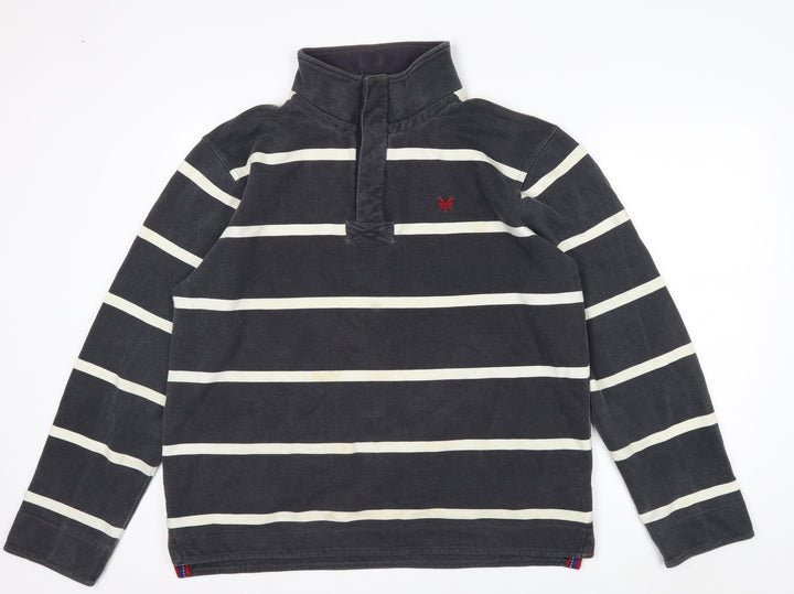 Crew Clothing Co Men’s Blue Striped Henley Sweatshirt Large