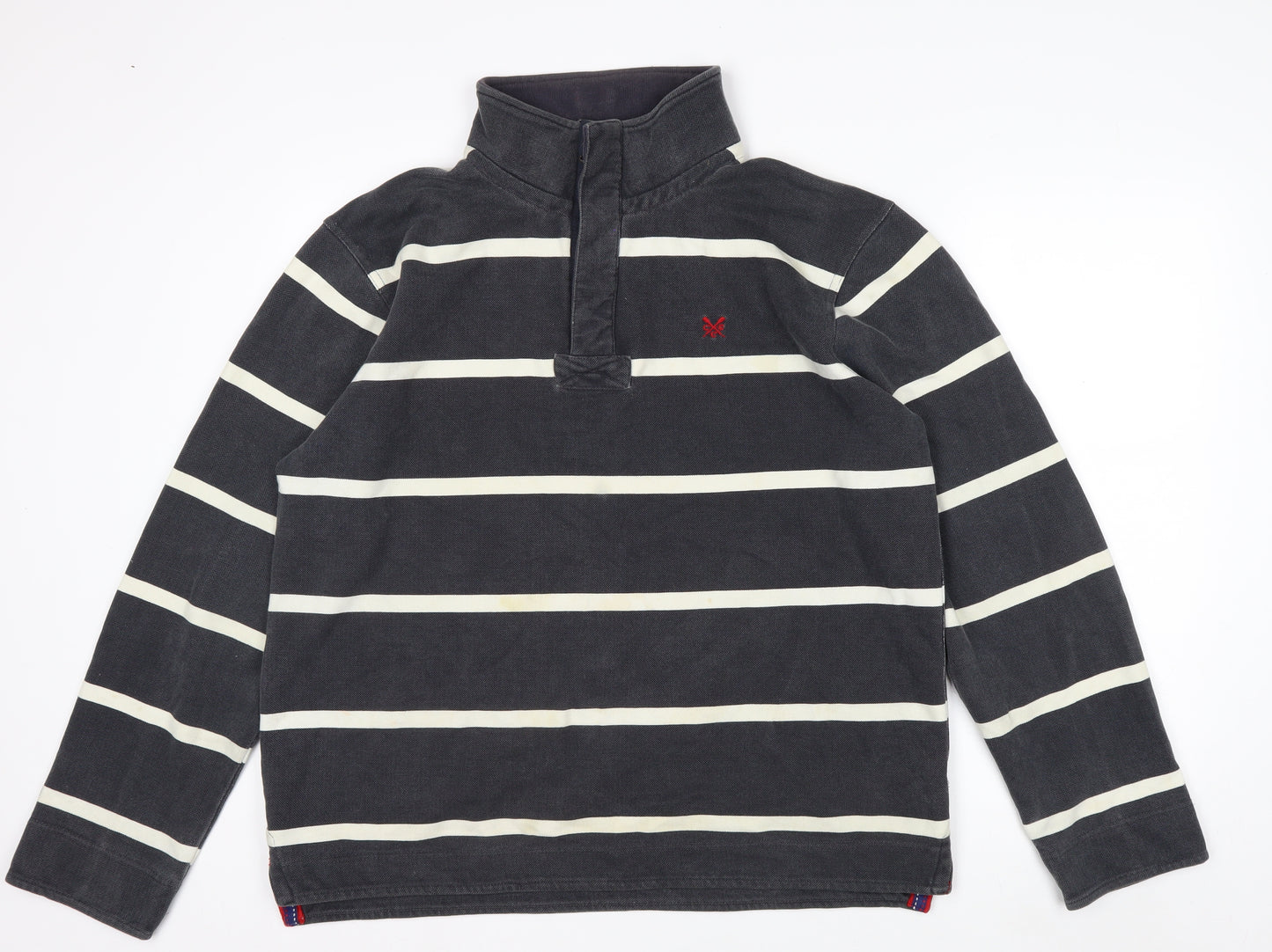 Crew Clothing Co Men’s Blue Striped Henley Sweatshirt Large
