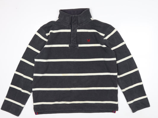 Crew Clothing Co Men’s Blue Striped Henley Sweatshirt Large