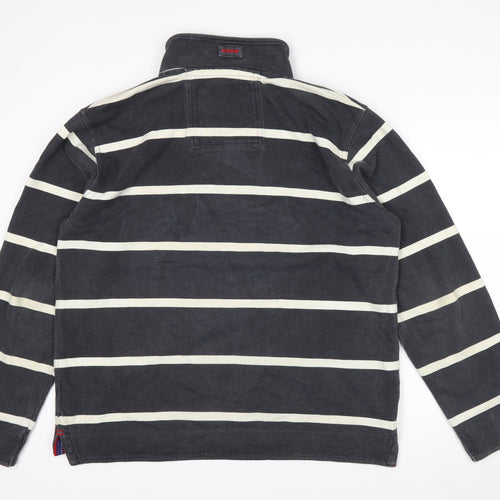 Crew Clothing Co Men’s Blue Striped Henley Sweatshirt Large