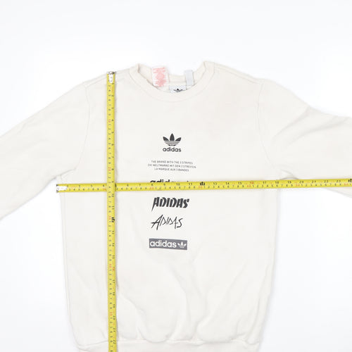 Adidas Boys Beige Logo Crew Neck Fleece Sweatshirt 13-14 Years