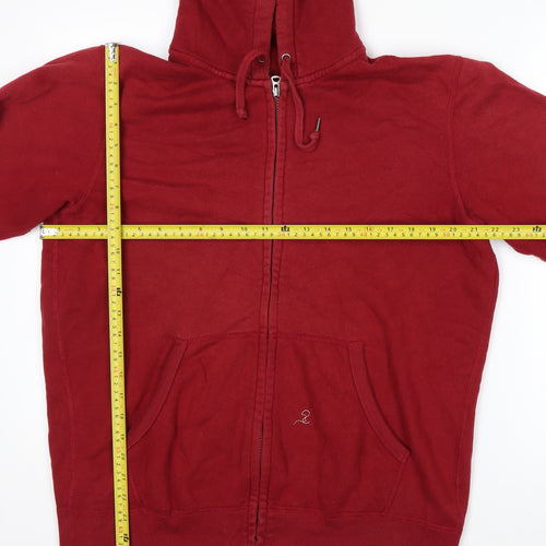 Uniqlo Men's Red Full Zip Hoodie L Lightweight Cotton Blend