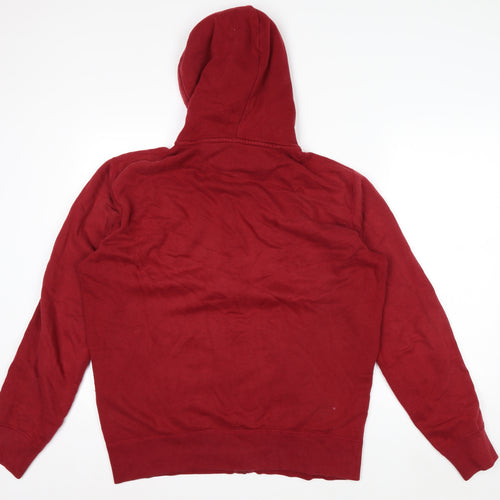 Uniqlo Men's Red Full Zip Hoodie L Lightweight Cotton Blend