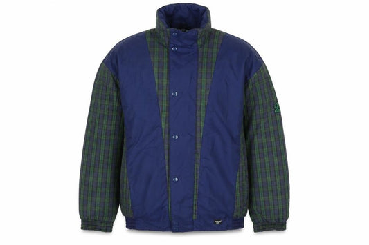 Front view of Dunbar Men’s Blue Check Waterproof Rain Jacket, size M, Outdoor