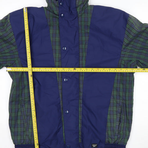 Dunbar Men’s Blue Check Waterproof Rain Jacket Size M Outdoor