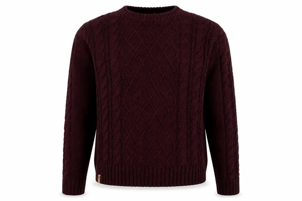 Front view of 10 Tree Men's Brown Cable Knit Wool Blend Jumper, size M